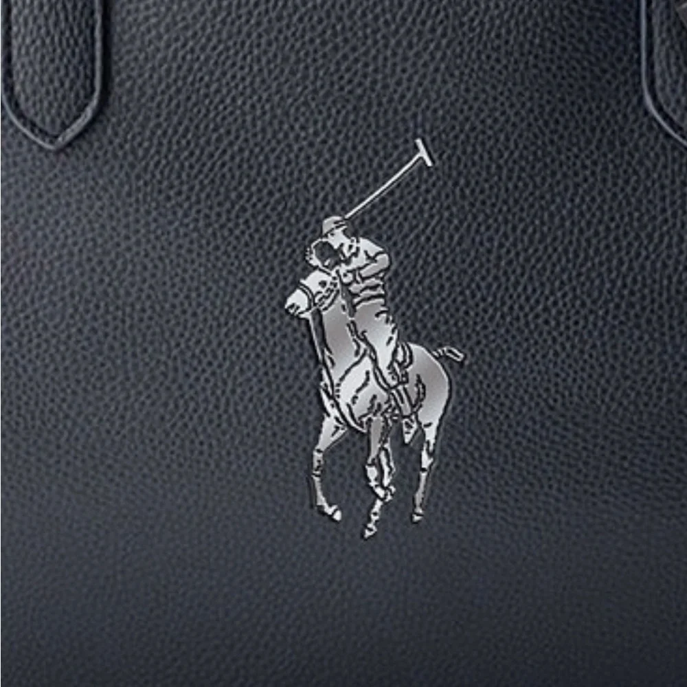 Ralph Lauren Faux Leather Large Black Duffle Bag With Bag Tag-NWT
